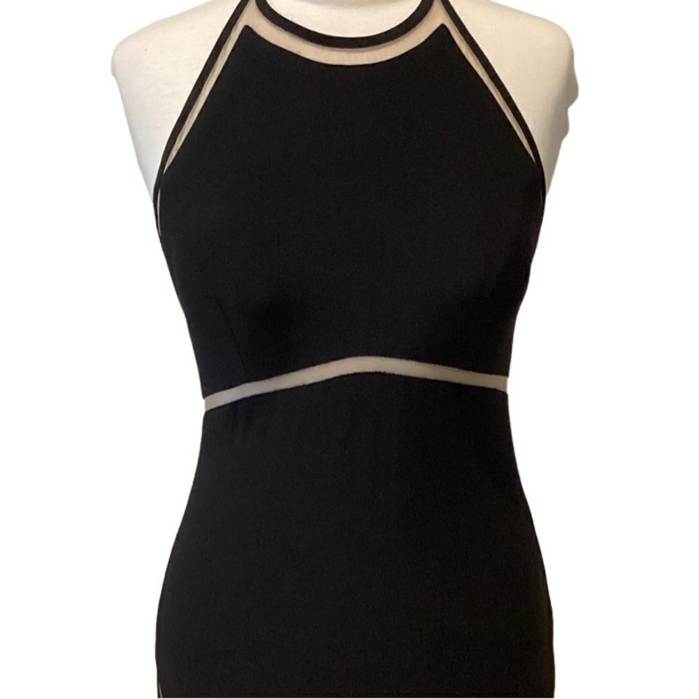 Xscape Black fit & flare prom evening party dress with mesh cutouts Size 6 - Picture 5 of 12